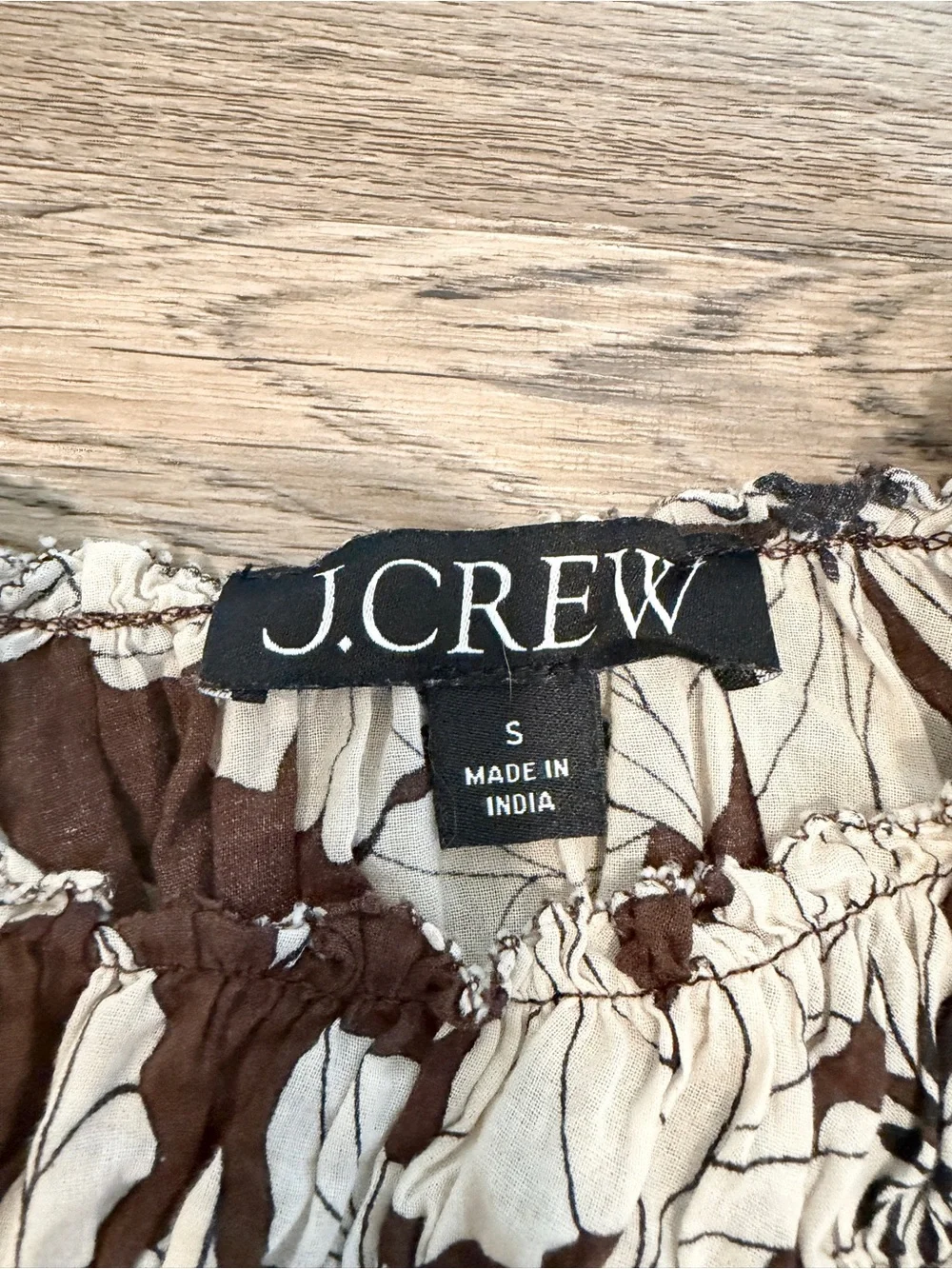 J Crew Smocked Neckline Blouse Top Cotton Fall Transitional Natural Fibers